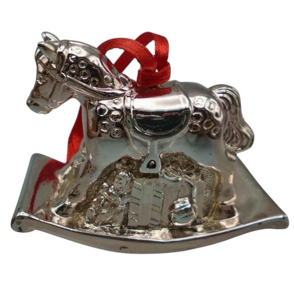 Vtg Reed & Barton Tarnish Resistant Silverplate ROCKING HORSE Christmas Ornament - Picture 4 of 9